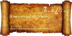 Kaminszky Ármin névjegykártya